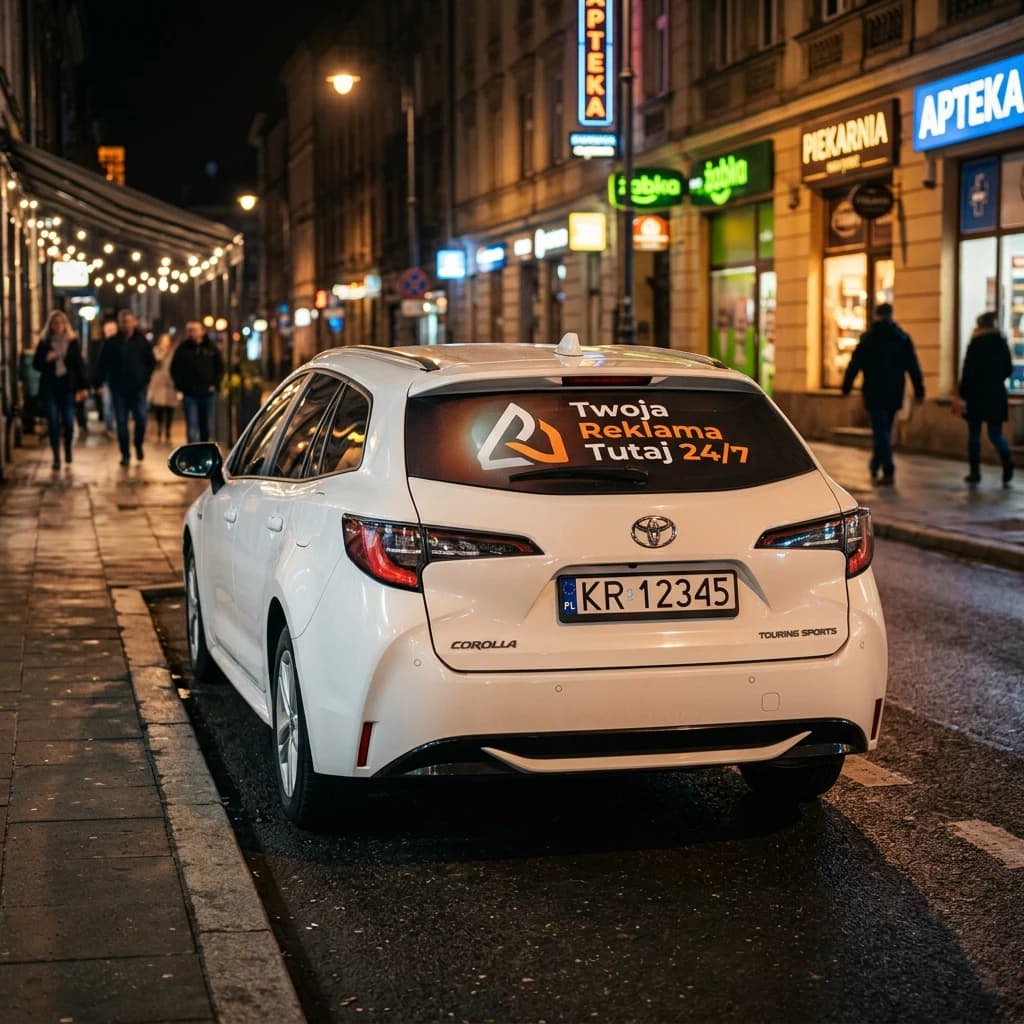 Toyota Corolla Touring Sports – wizualizacja reklamy na tylnej szybie